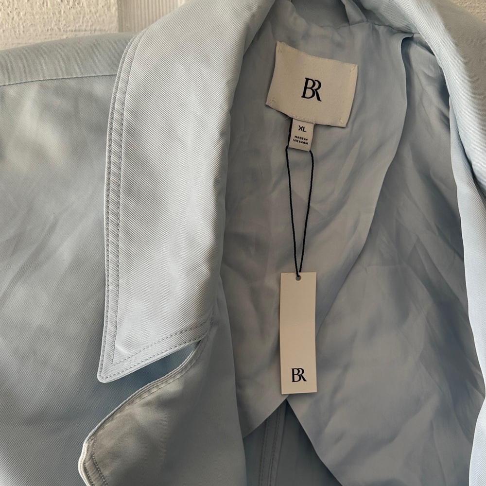 Banana Republic Light Blue Belted Trench Coat Classic Spring Jacket XL - Picture 4 of 5